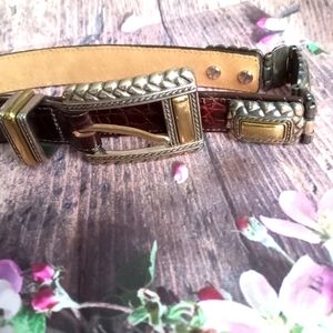 Brighton Leather Croc Two-Tone Metal Belt Vintage sz M